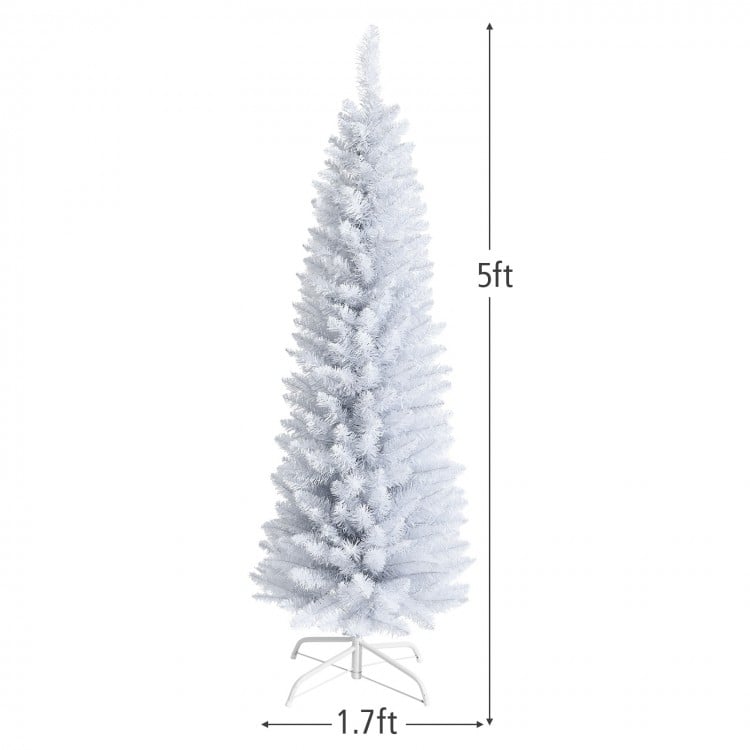 7 Feet Artificial Christmas Pencil Tree with Folding Metal Stand