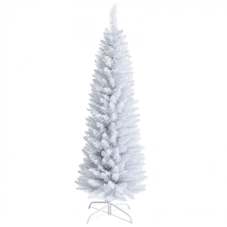 7 Feet Artificial Christmas Pencil Tree with Folding Metal Stand