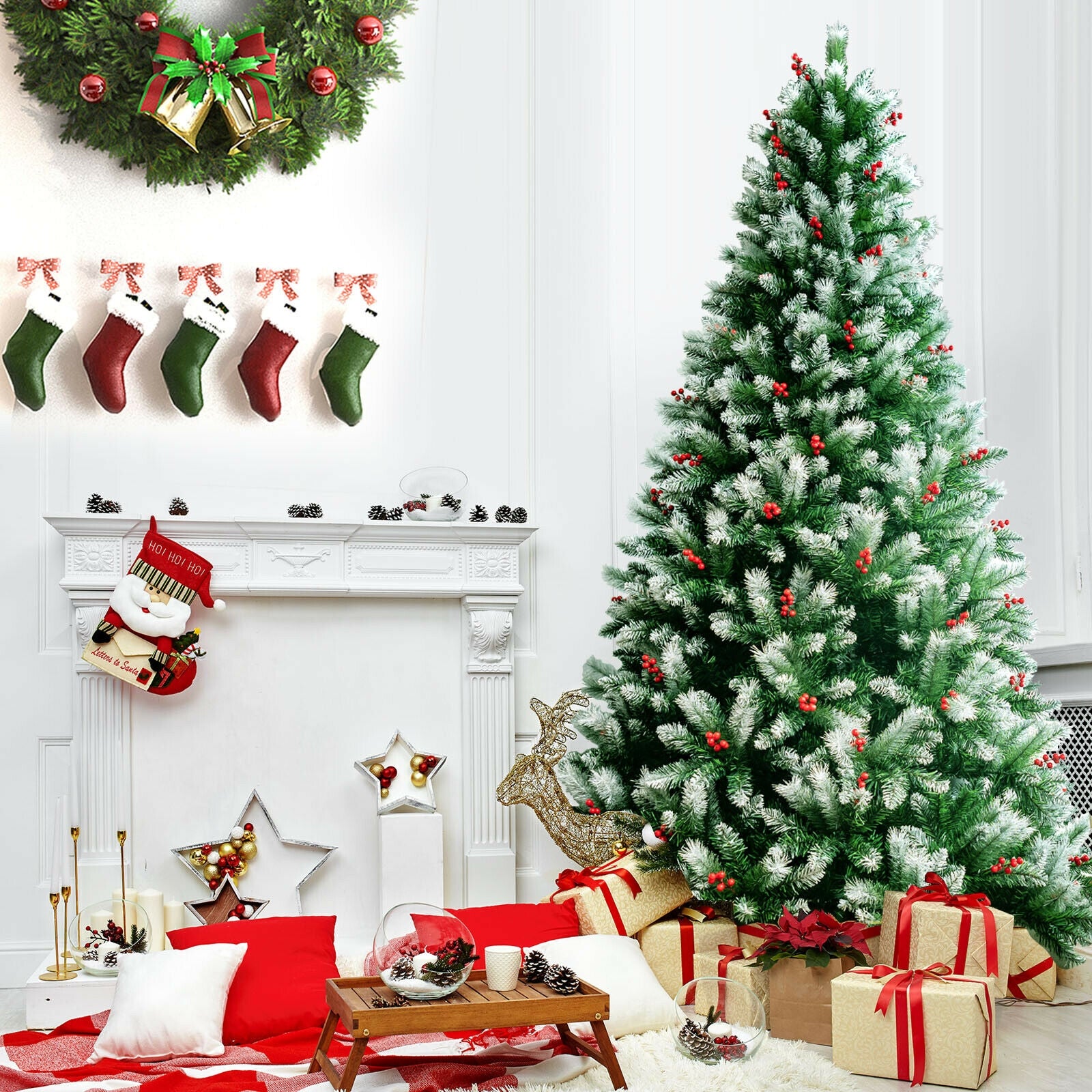 Artificial PVC Christmas Tree with Branch Tips and Metal Stand-8'Â