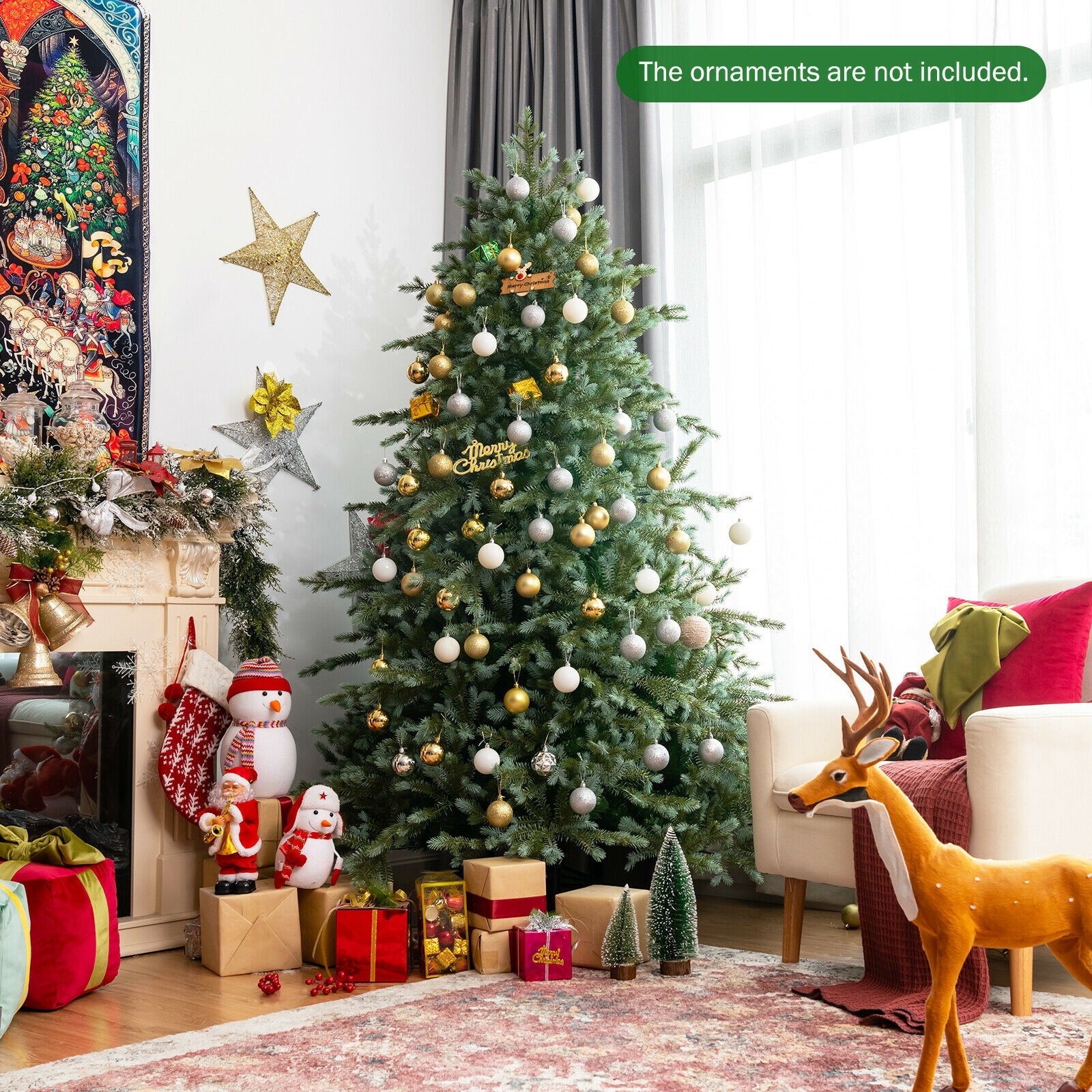 7 Feet Artificial Christmas Tree with 1260 Mixed PE and PVC TipsÂ
