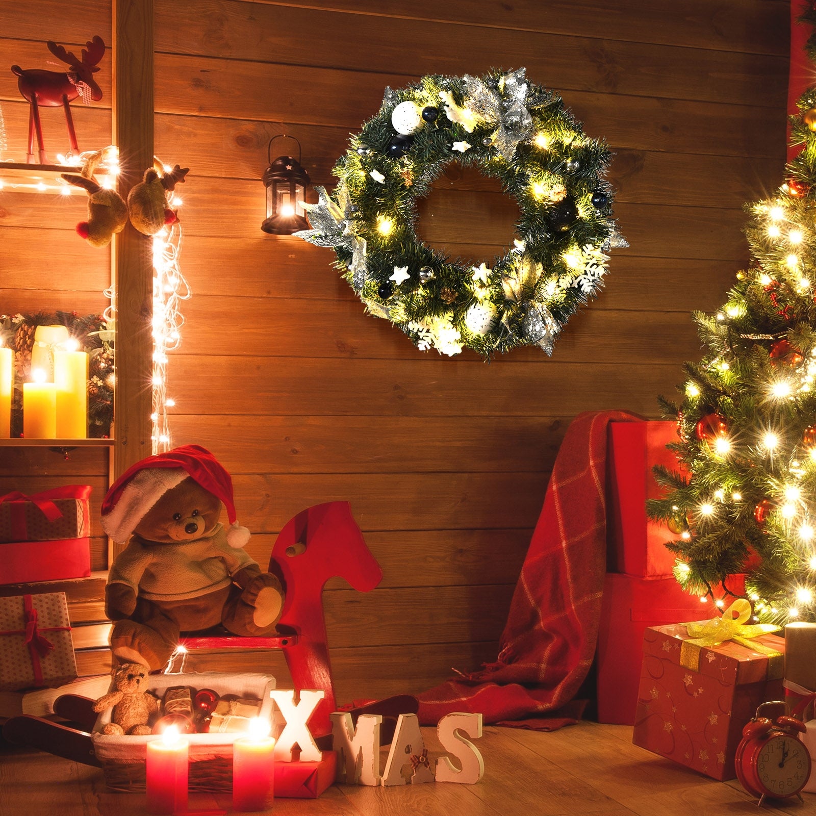 Battery Operated Xmas Wreath with 30 LED LightsÂ