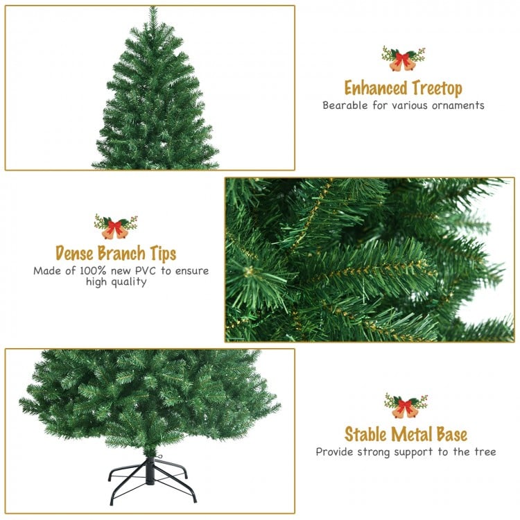 8 Feet Artificial Christmas Tree with Remote-controlled Color-changing LED Lights