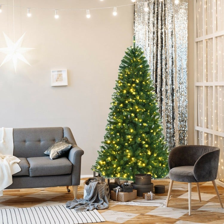 6 Feet Artificial Christmas Tree with Remote-controlled Color-changing LED Lights