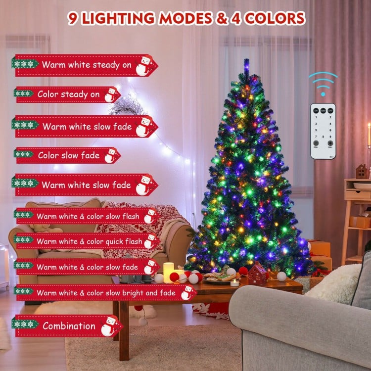 6 Feet Artificial Christmas Tree with Remote-controlled Color-changing LED Lights