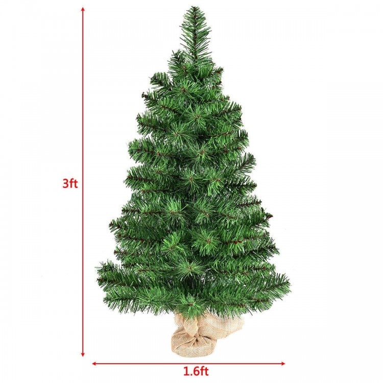 3 Feet Tabletop Unlit Christmas Tree in Burlap Base