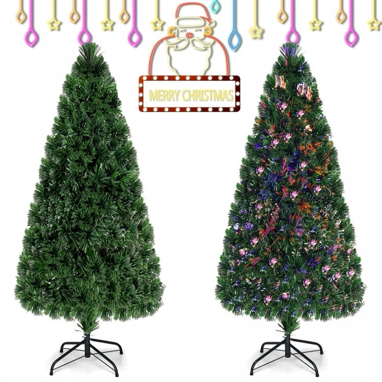 Feet Artificial Pre-Lit Fiber Optic PVC Christmas Tree