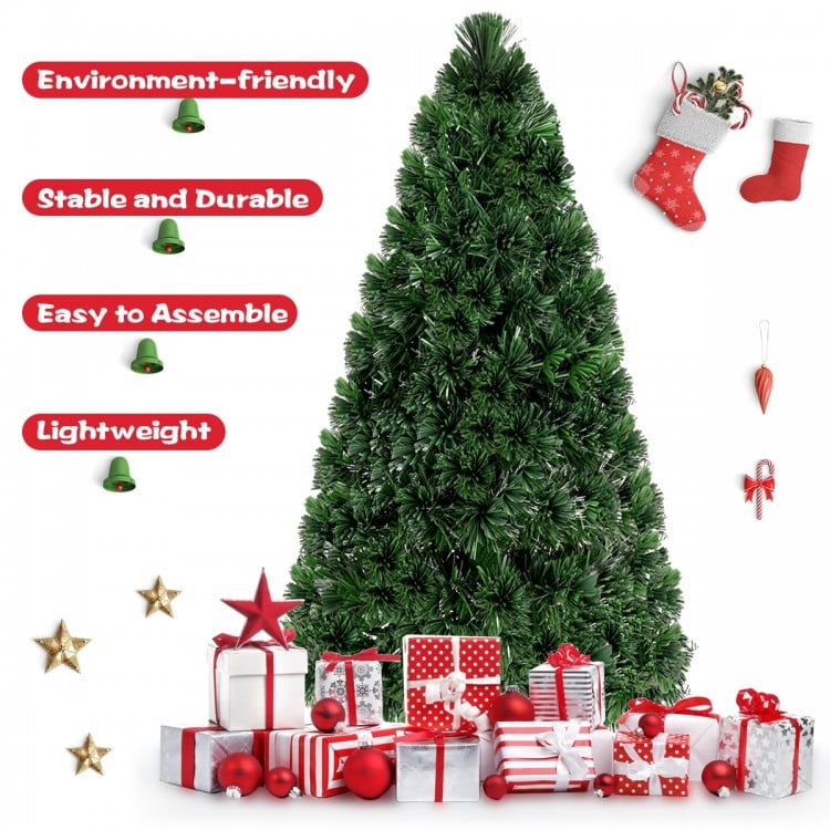 Feet Artificial Pre-Lit Fiber Optic PVC Christmas Tree