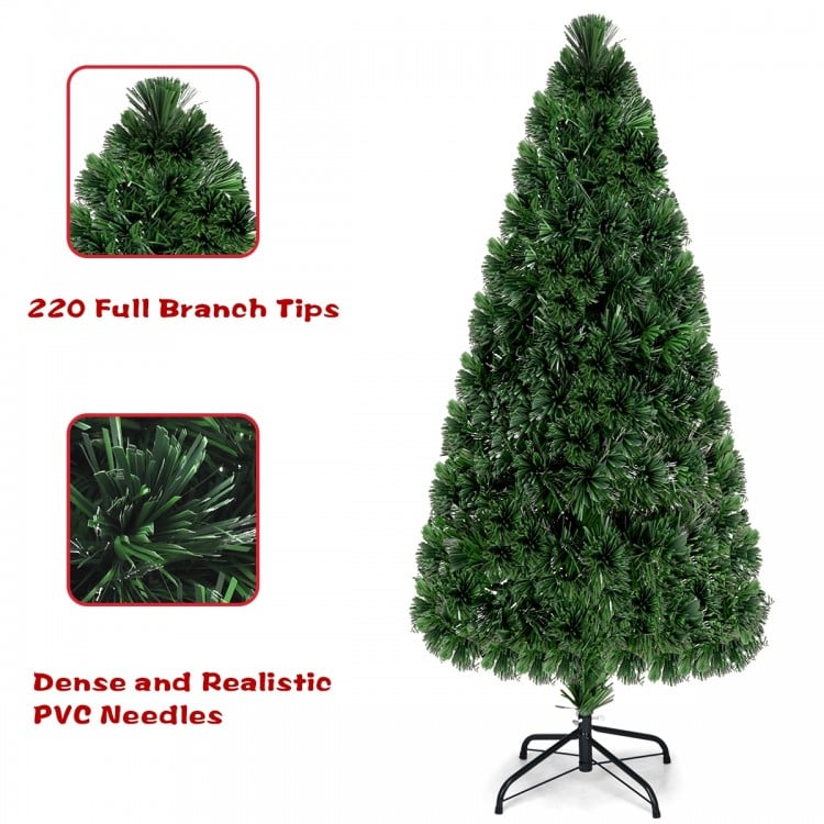 Feet Artificial Pre-Lit Fiber Optic PVC Christmas Tree