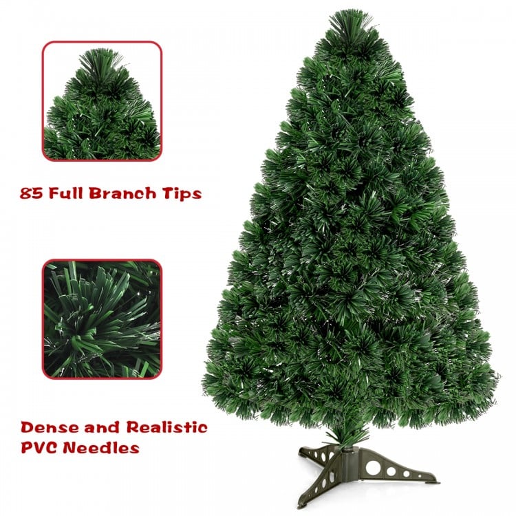 3 Feet Artificial Pre-Lit Fiber Optic PVC Christmas Tree