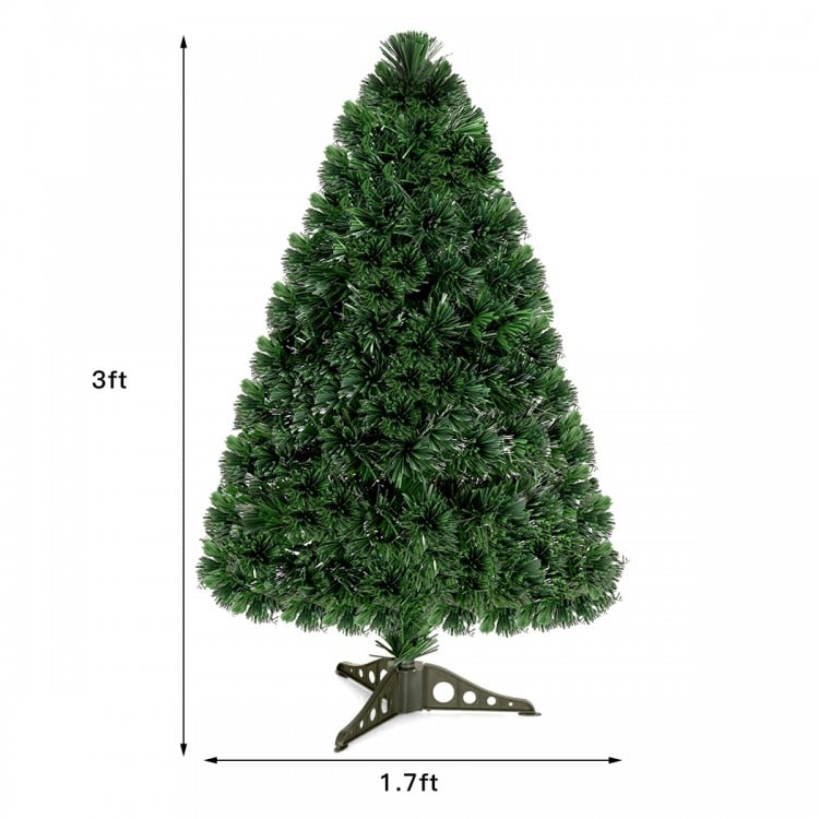 3 Feet Artificial Pre-Lit Fiber Optic PVC Christmas Tree
