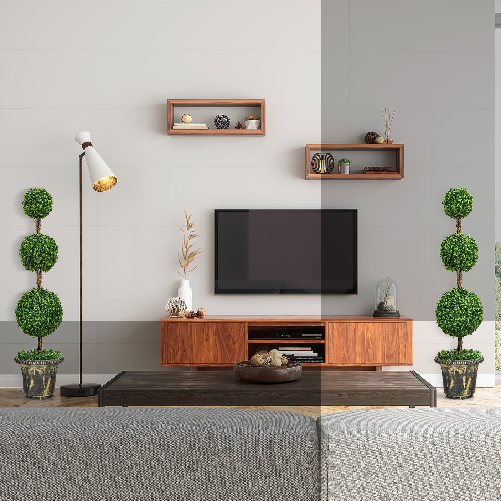 4 Feet Artificial Topiary Triple Ball Tree PlantÂ