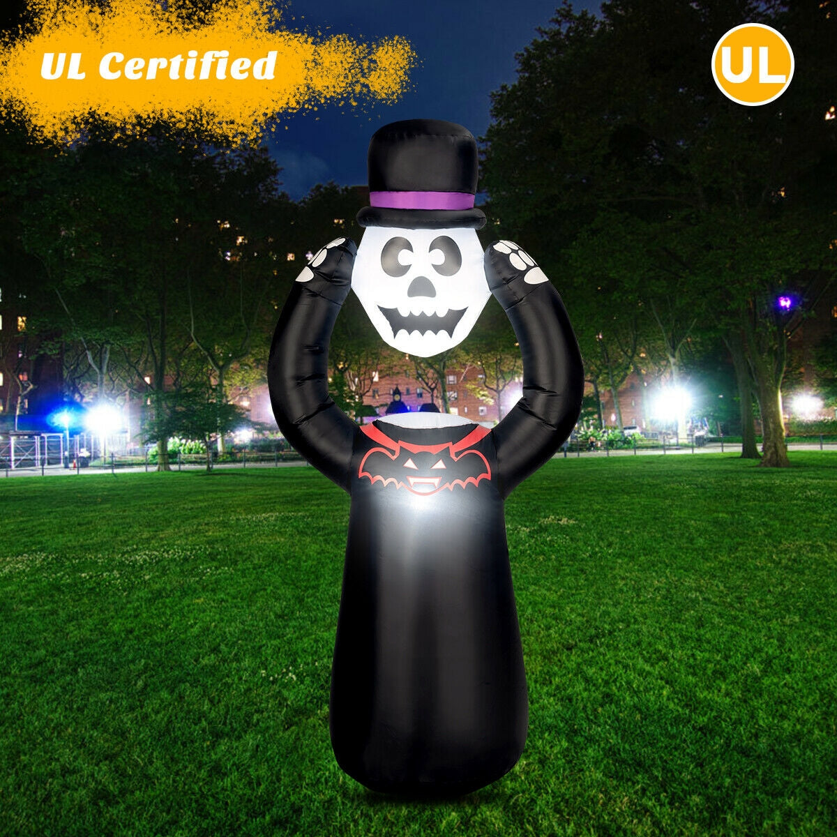 Self Inflating Halloween Skull with internal LED BulbsÂ