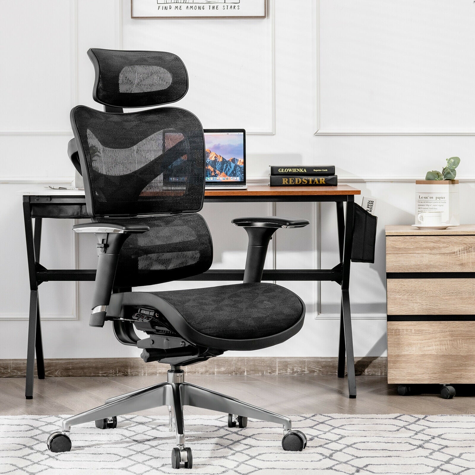 Ergonomic Mesh Adjustable High Back Office Chair with Lumbar Support-BlackÂ