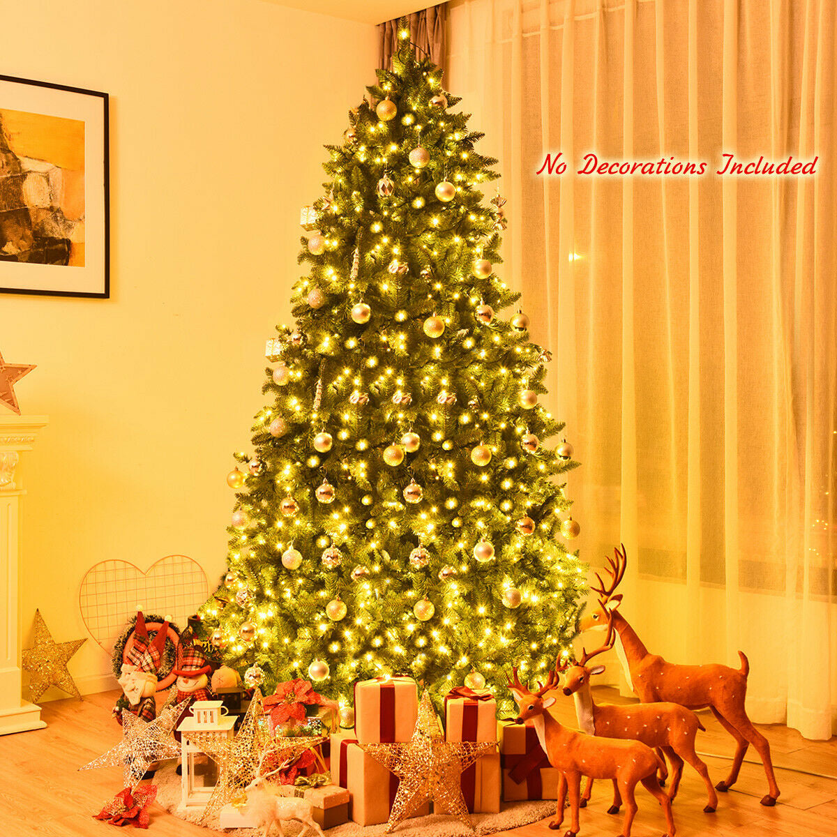 7.5 Feet Artificial Fir Christmas Tree with LED Lights and 1968 Branch TipsÂ