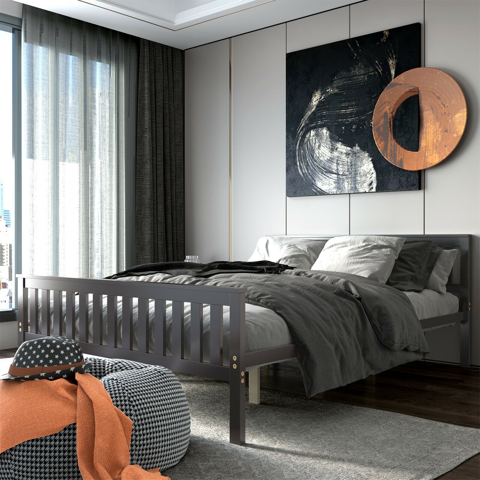 Queen Wood Platform Bed with HeadboardÂ