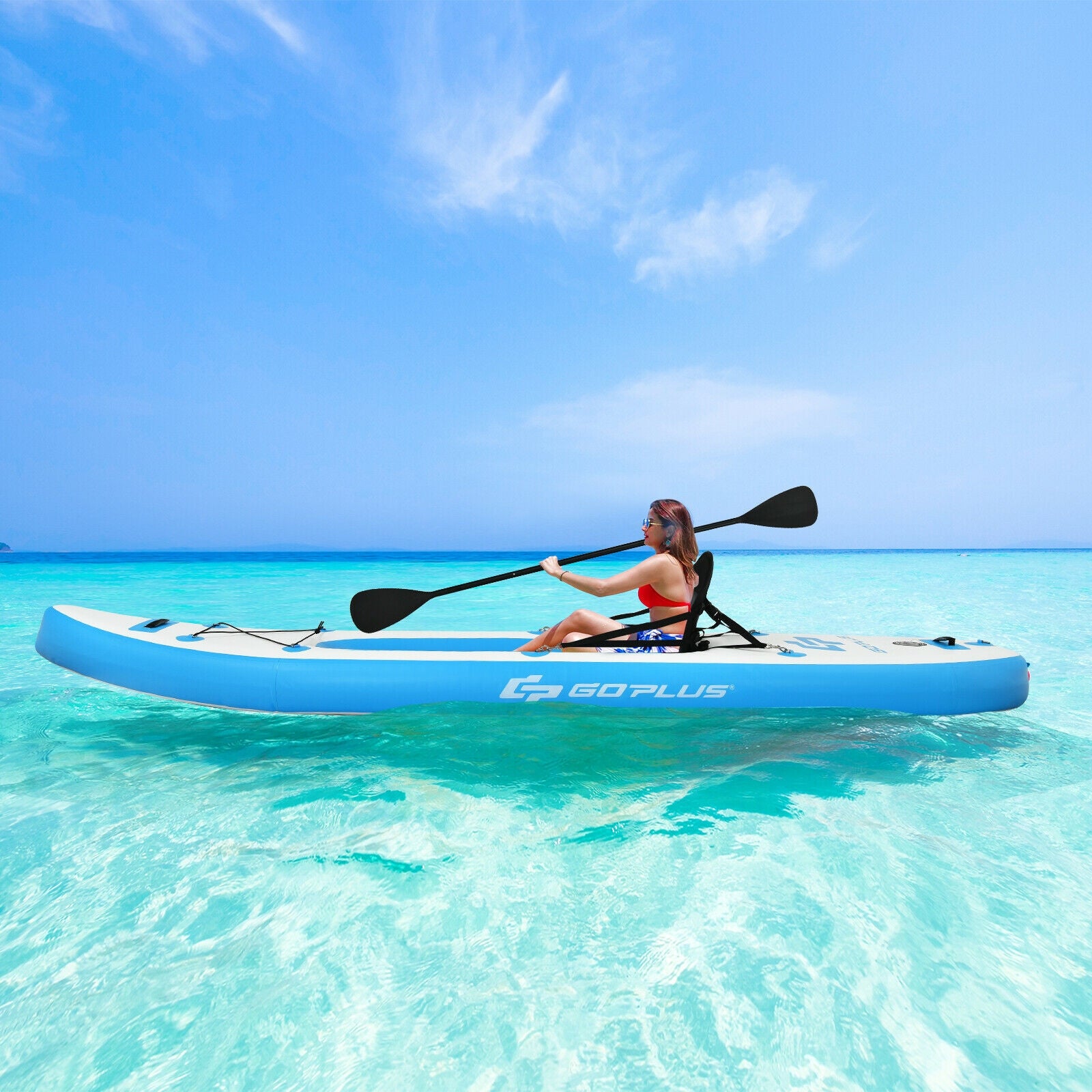 10.8 Feet Inflatable Kayak Set K1 1-Person Sit-On-Top Kayak with Oars-BlueÂ