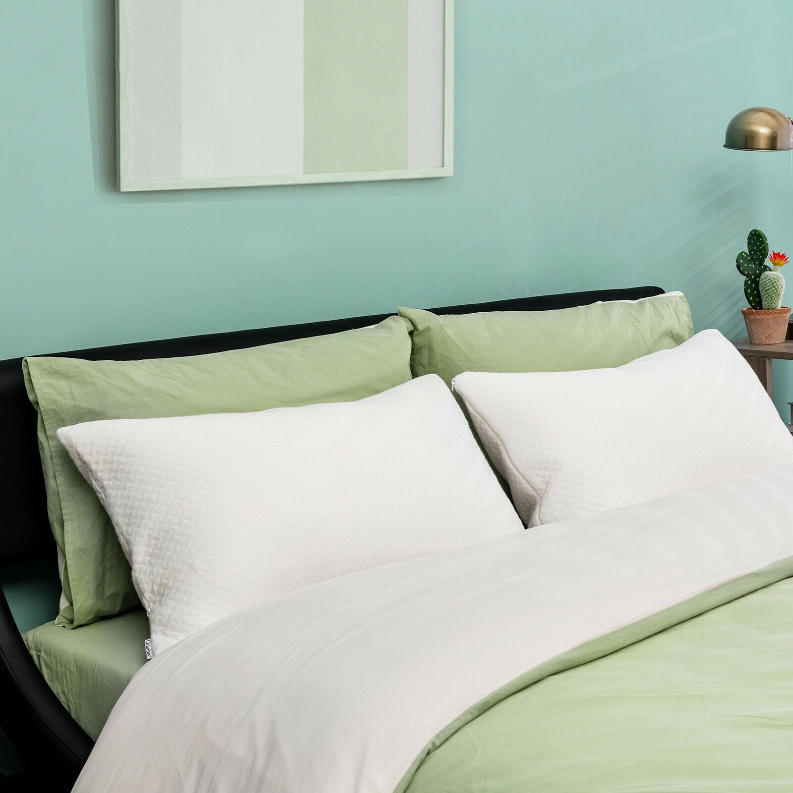 28 x18 Inch Shredded Memory Foam Bed Pillows with Bamboo Cooling CoverÂ