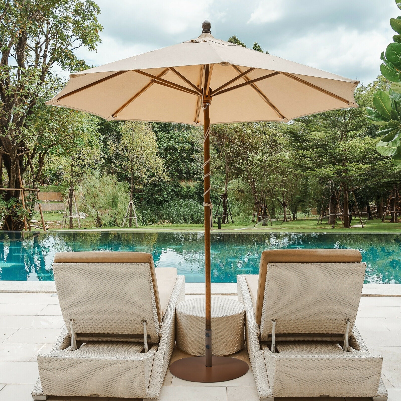 29.5 Inches Outdoor Steel Market Umbrella Base Stand for Backyard and PoolsideÂ