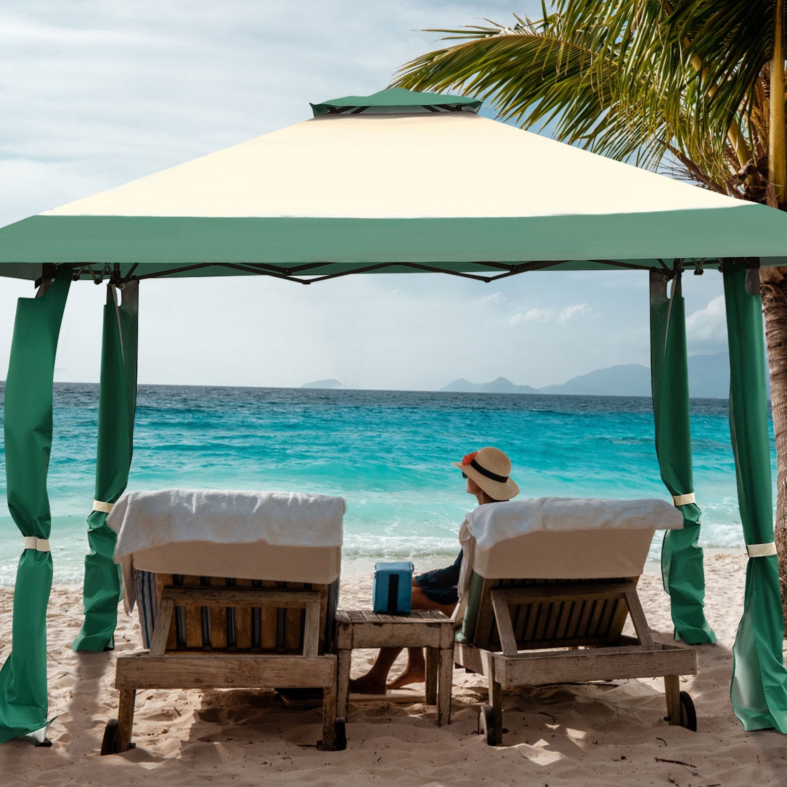 13 Feet x 13 Feet Pop Up Canopy Tent Instant Outdoor Folding Canopy Shelter-GreenÂ