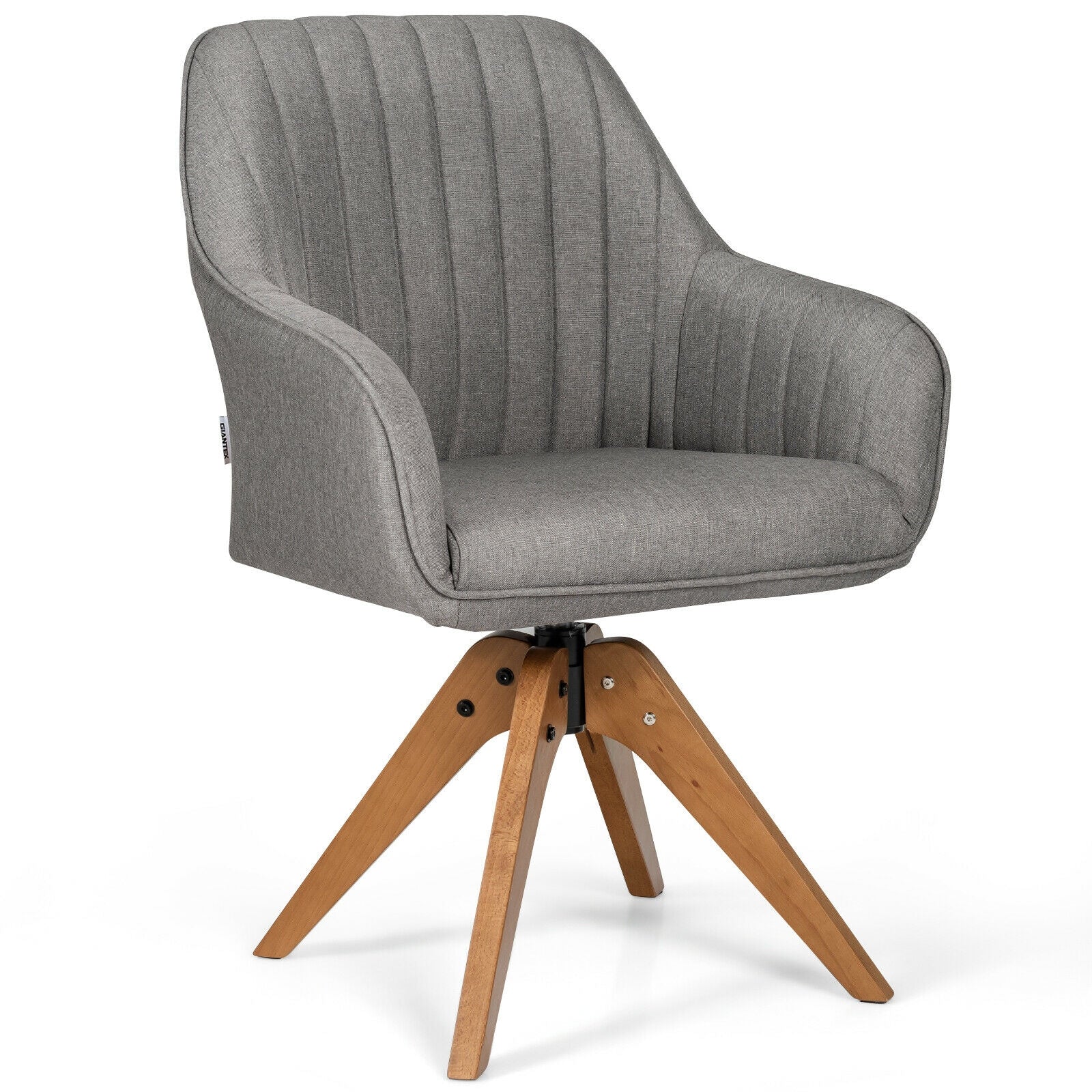Fabric Swivel Accent Chair with Beech Wood LegsÂ