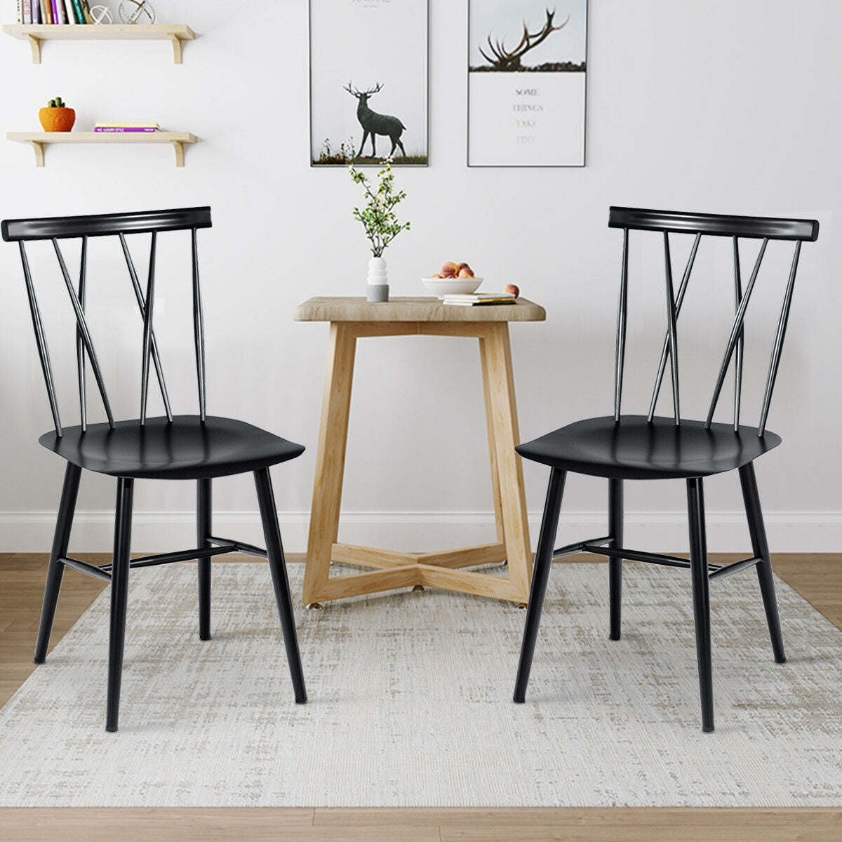 Set of 2 Modern Dining Chairs with BackrestÂ