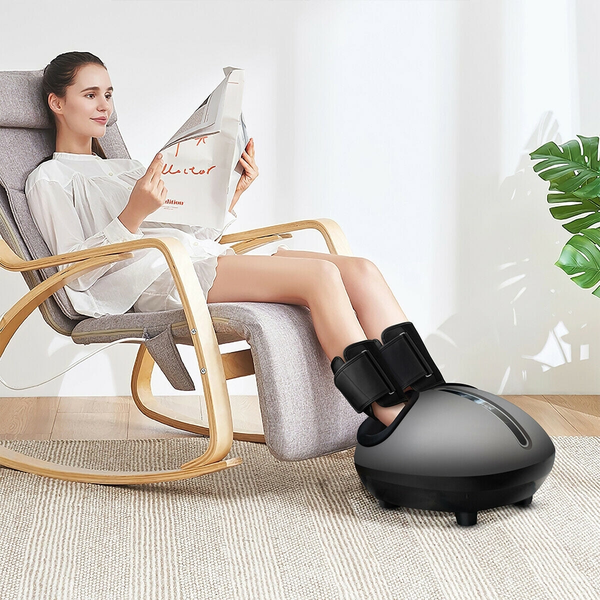 Foot Massager Machine with Heat and Calf Air Bag-BlackÂ
