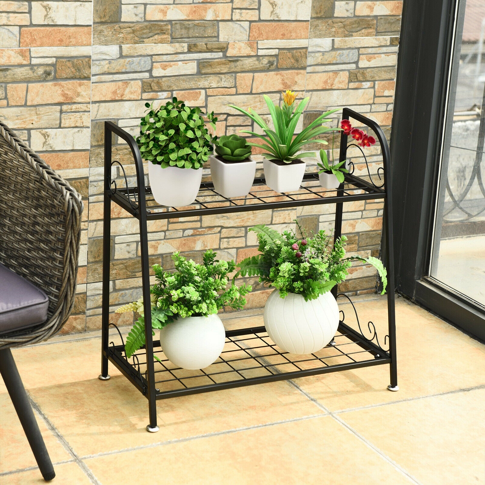 2-tier Patio Metal Plant StandÂ