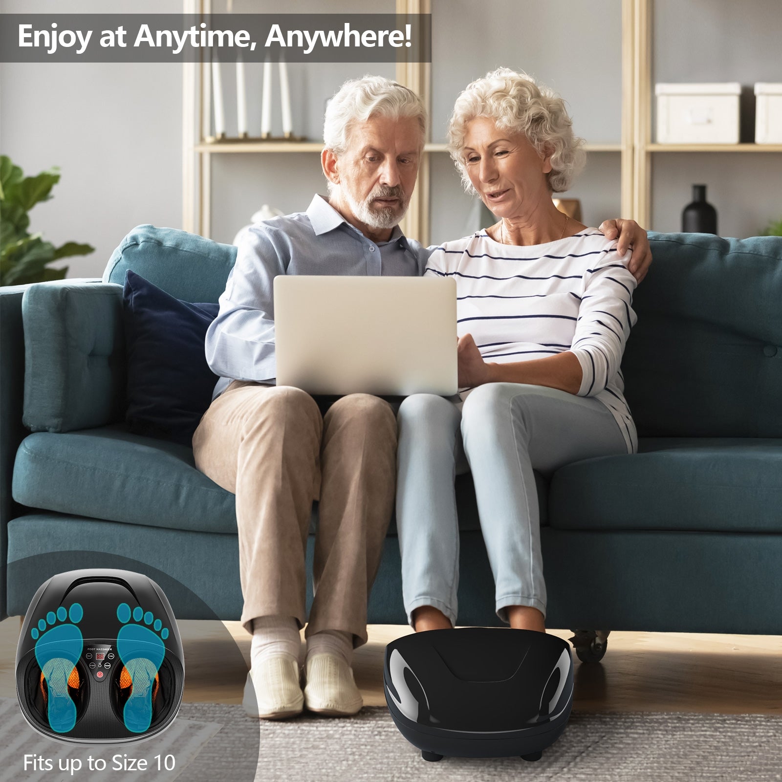 Shiatsu Foot Massager with Heat Kneading Rolling Scraping Air Compression-BlackÂ