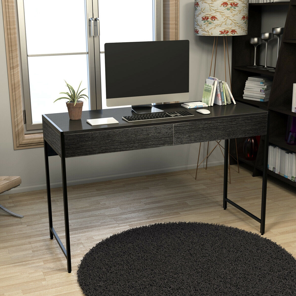 2-Drawer Computer Desk Study Table Home Office Writing Workstation-BlackÂ