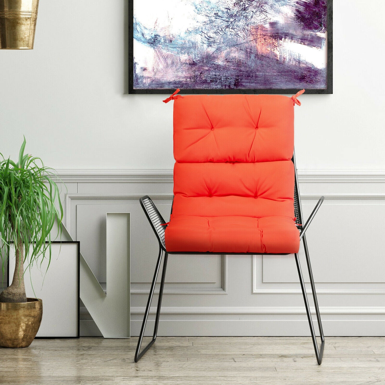 22 x 44 Inch Tufted Outdoor Patio Chair Seating Pad-OrangeÂ