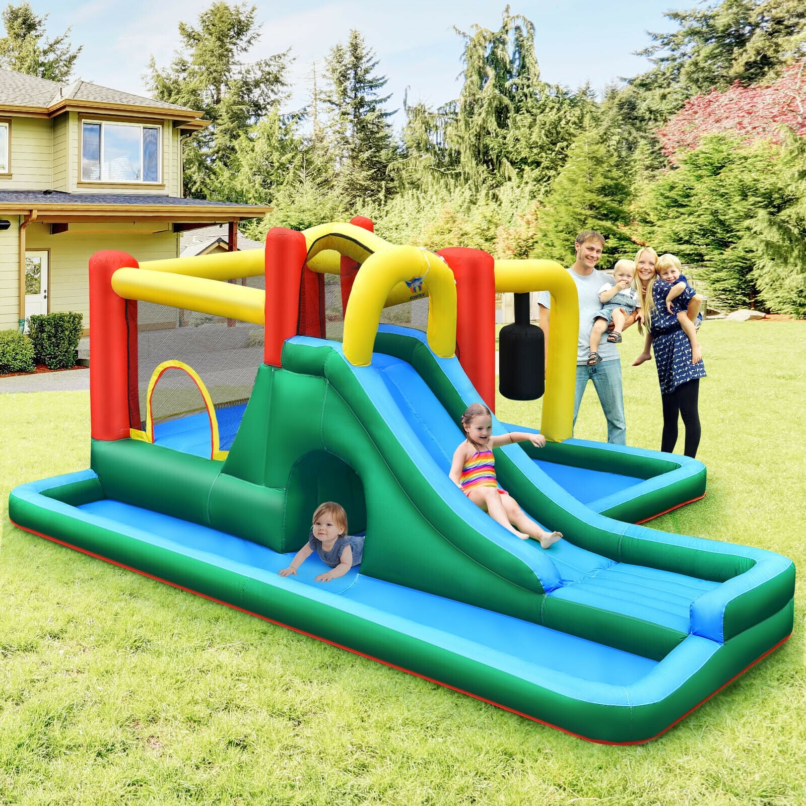 Slide Water Park Climbing Bouncer Pendulum Chunnel Game without Air-blowerÂ