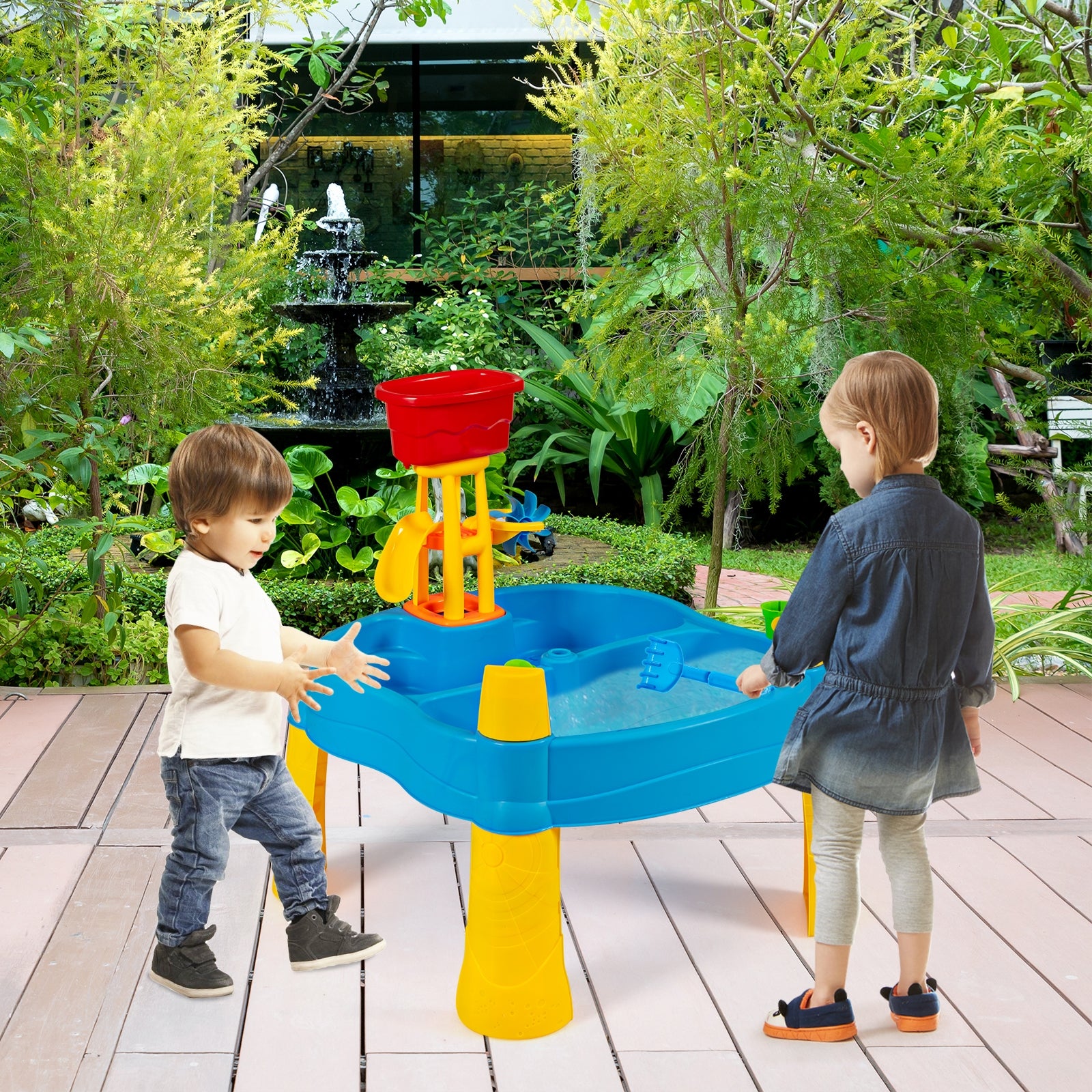 Kids Sand and Water Activity Table Sandbox with 18 Pieces AccessoriesÂ