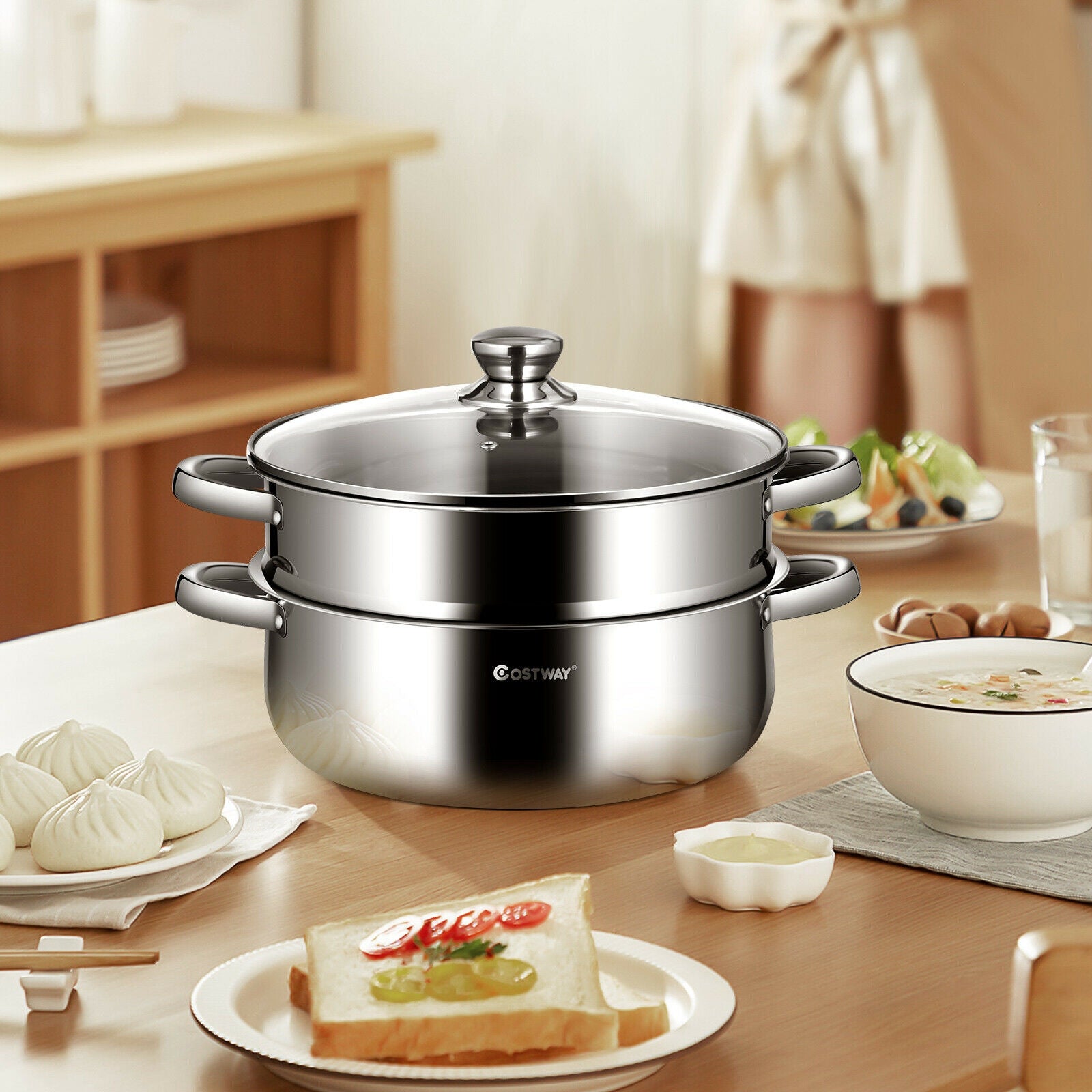 9.5 QT 2 Tier Stainless Steel Steamer Cookware BoilerÂ