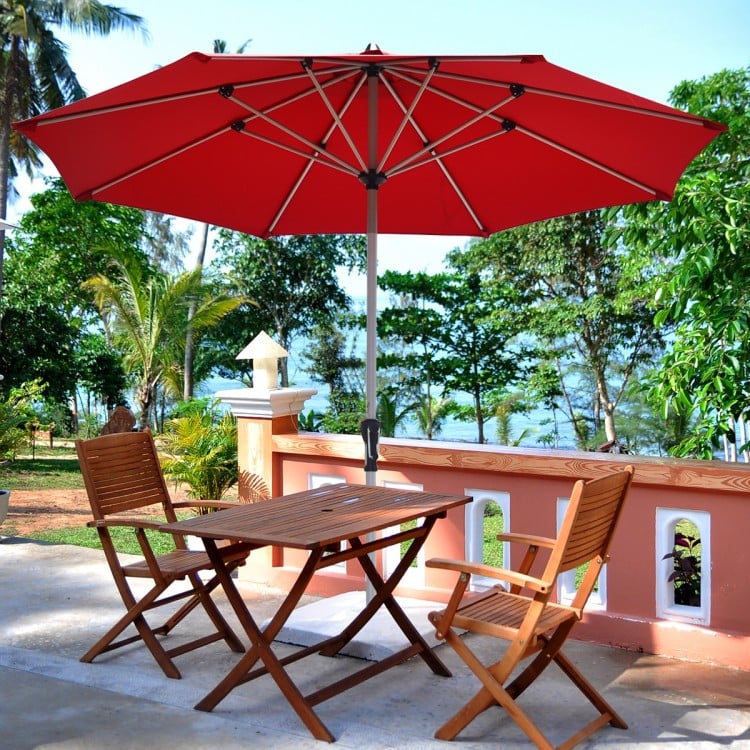 9 Feet Patio Outdoor Market Umbrella with Aluminum Pole without Weight Base-Burgundy
