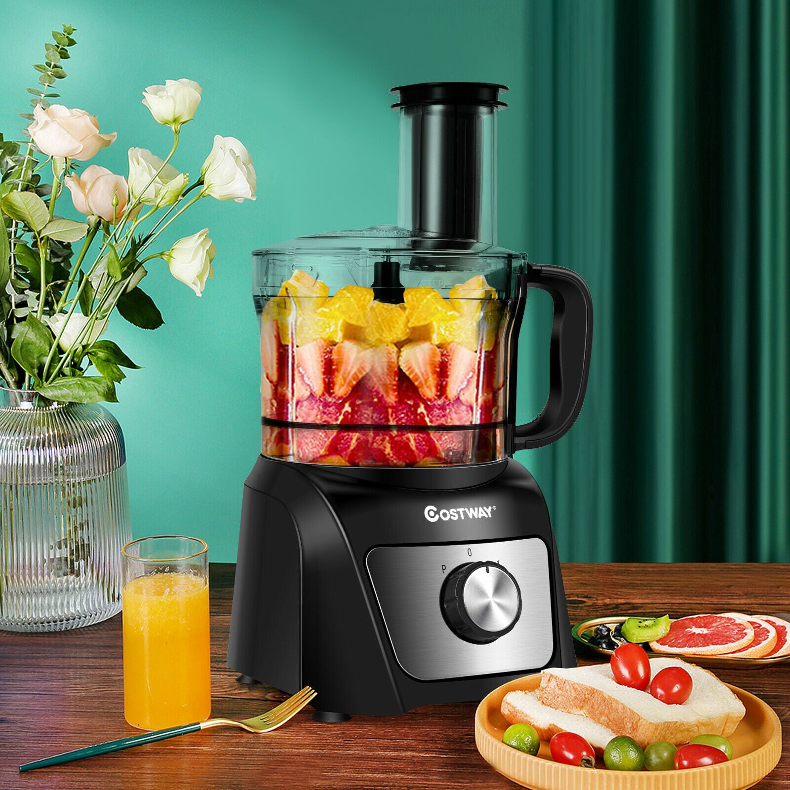 8 Cup Food Processor 500W Variable Speed Blender Chopper with 3 BladesÂ