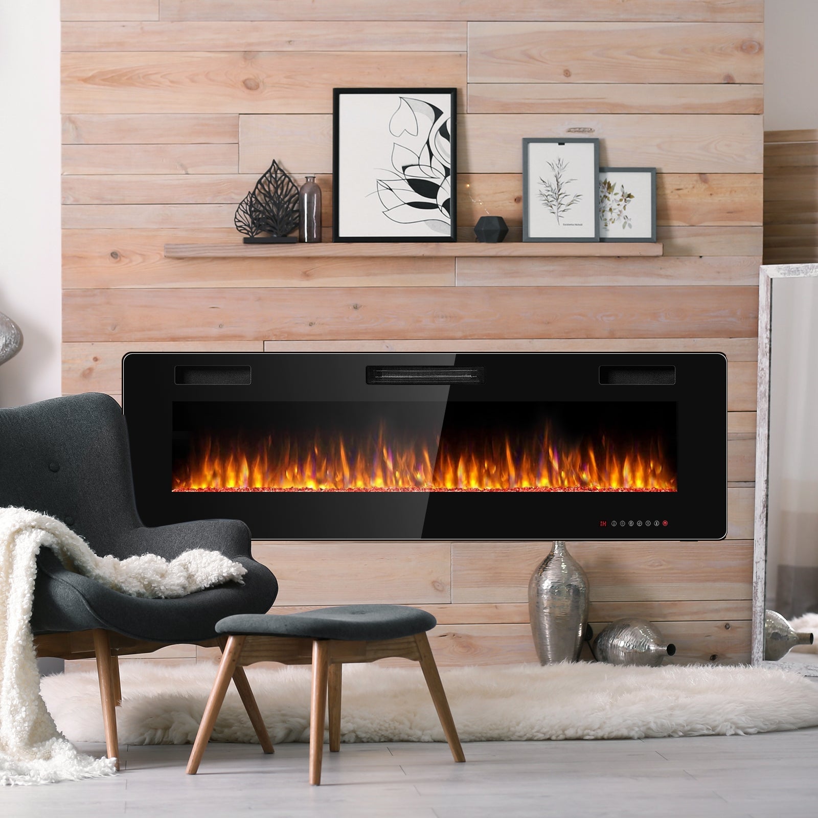 60 Inch Ultra Thin Electric Fireplace with 2 Heat SettingsÂ