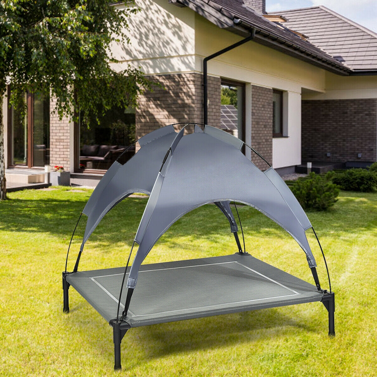 Portable Elevated Outdoor Pet Bed with Removable Canopy Shade-36 InchÂ