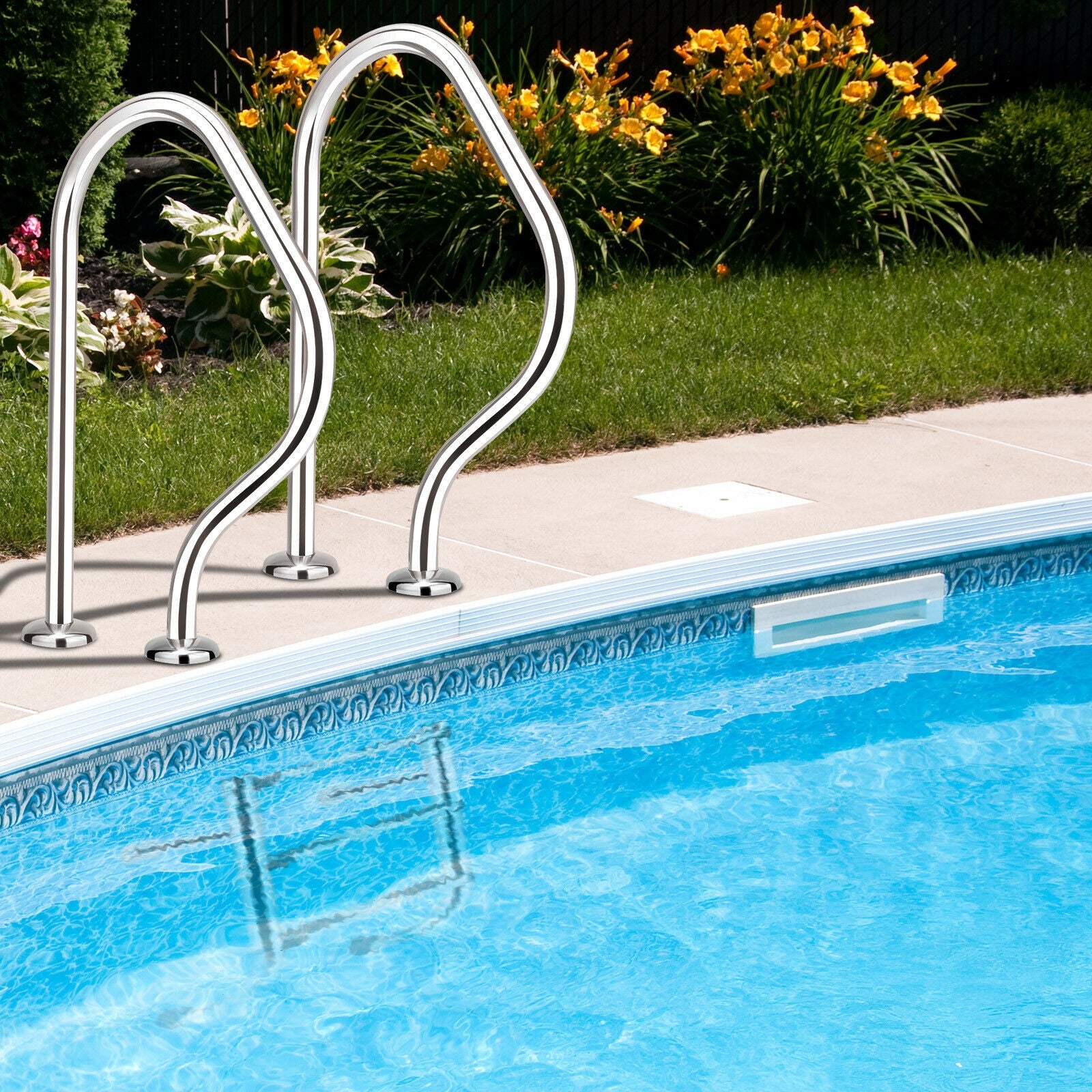 Split Swimming Pool Ladder Stainless Steel 3-Step Ladder and 2 HandrailsÂ
