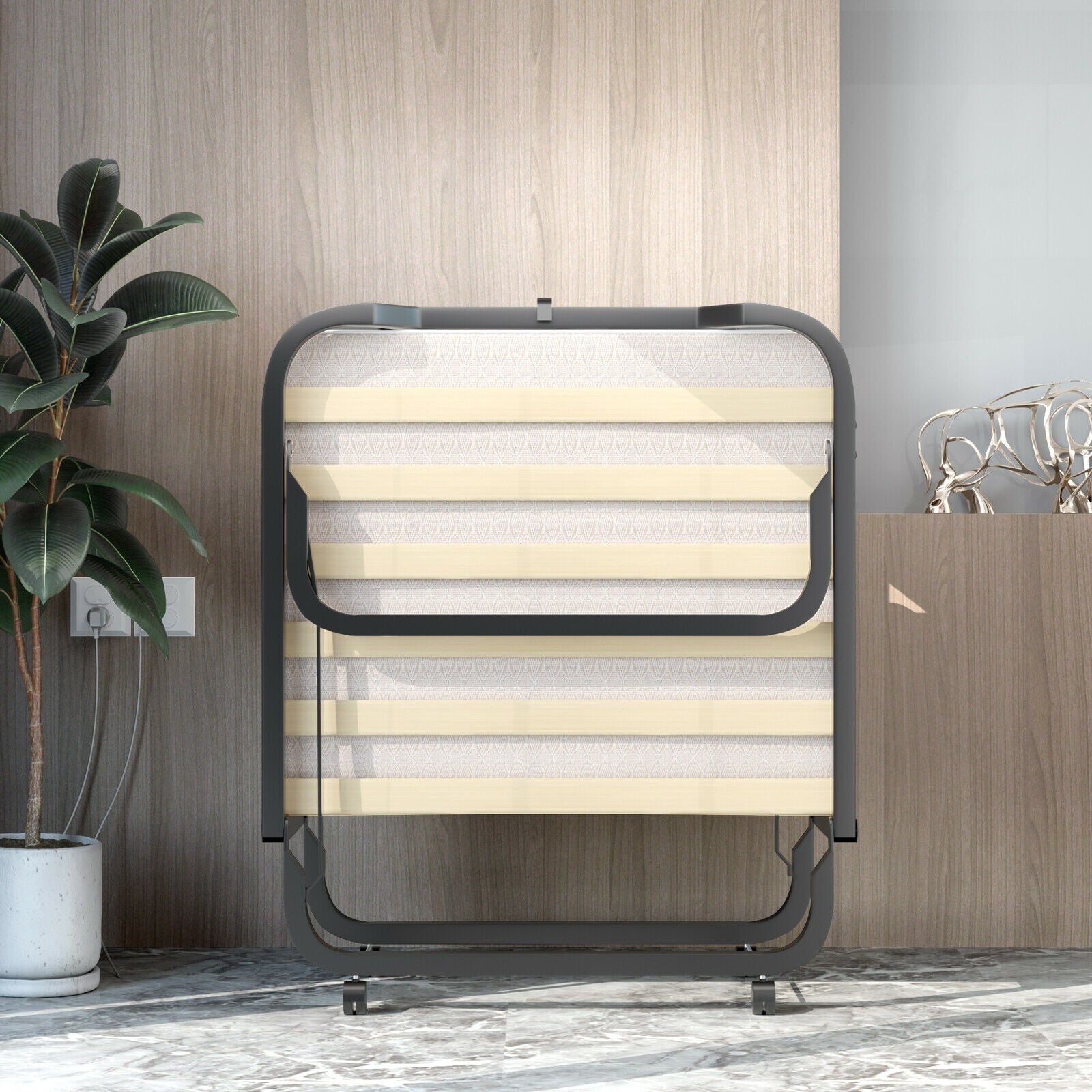 79 x 36 Inch Folding Rollaway Bed with Memory Foam MattressÂ