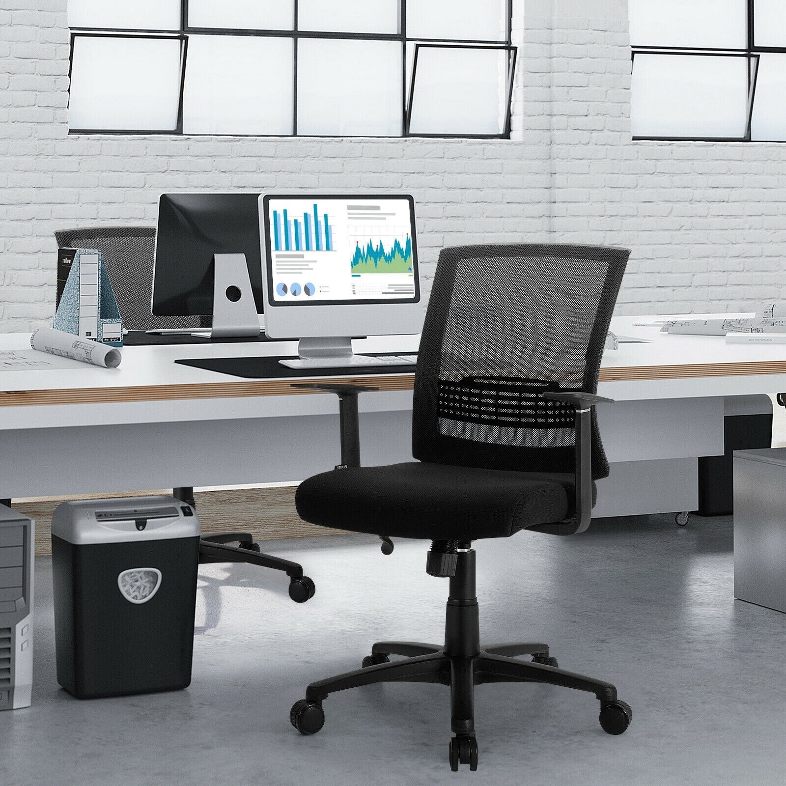 Adjustable Mid Back Mesh Office Chair with Lumbar SupportÂ