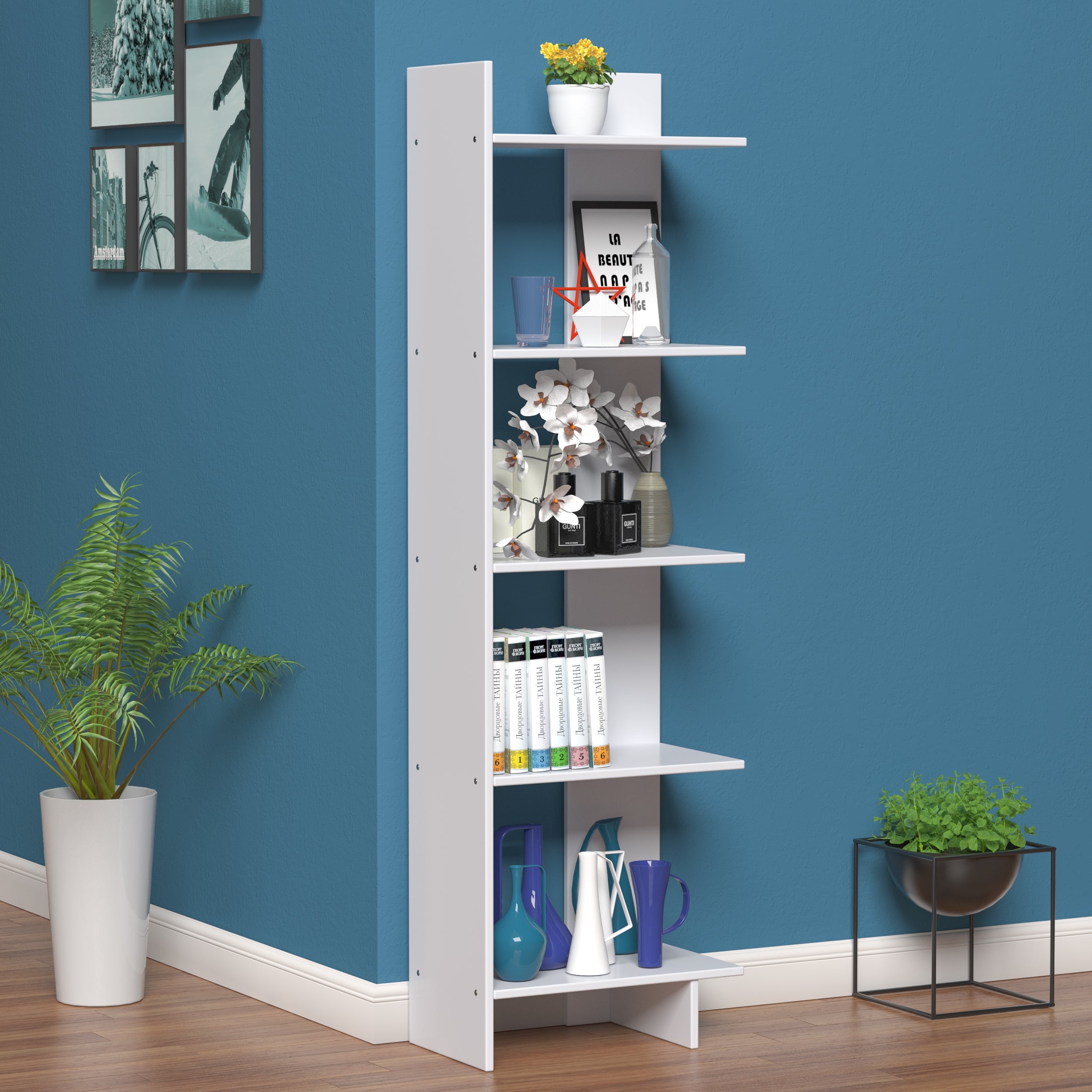 5-Tier Freestanding Decorative Storage Display BookshelfÂ