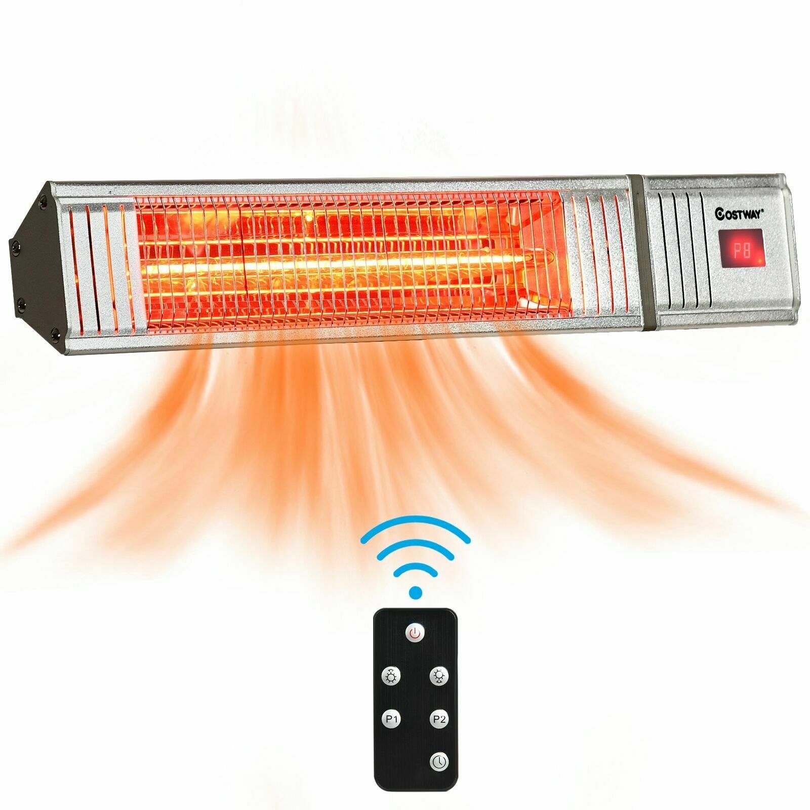 1500W Infrared Patio Heater with Remote Control and 24H Timer for Indoor and OutdoorÂ
