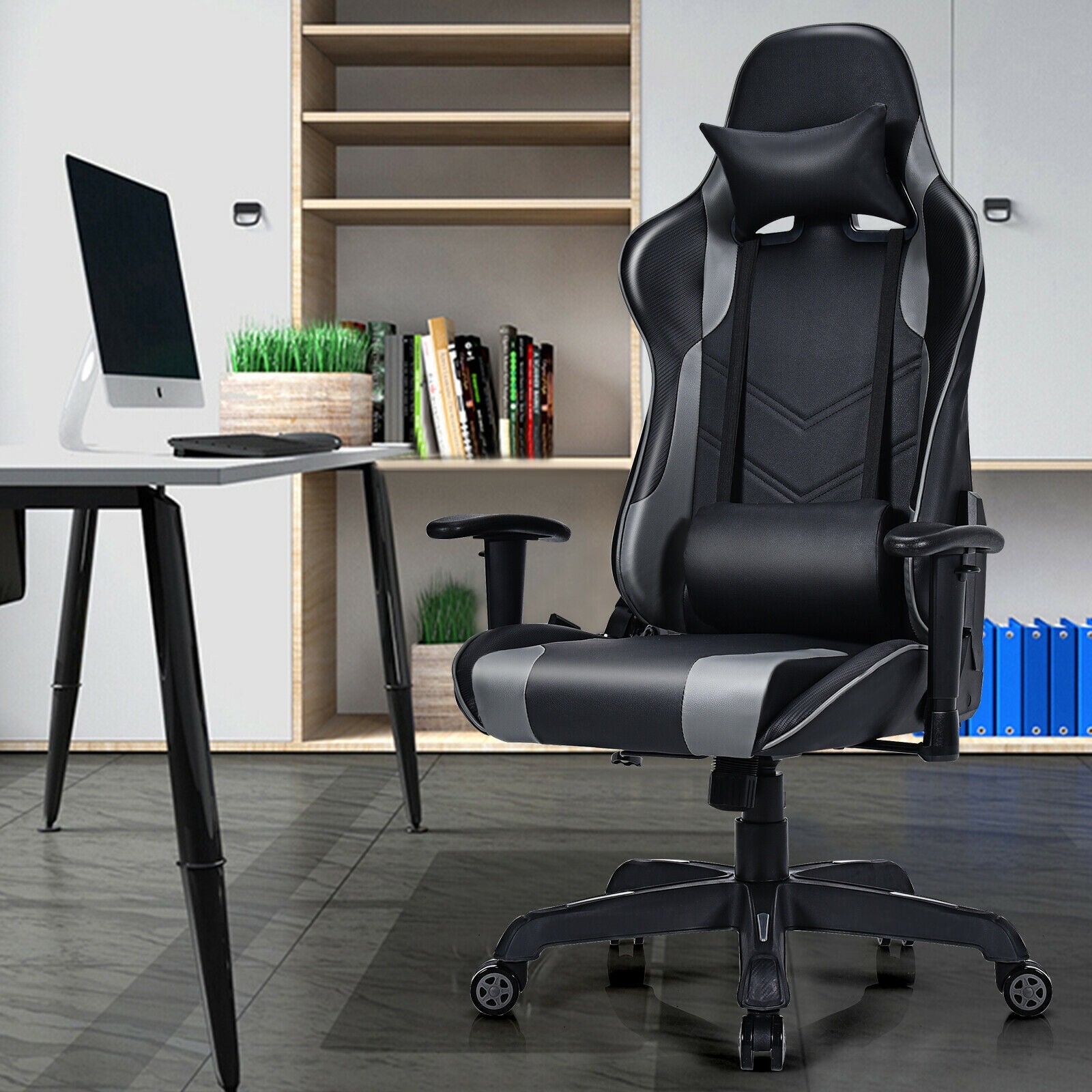 Massage Gaming Recliner with Lumbar Support-BlackÂ