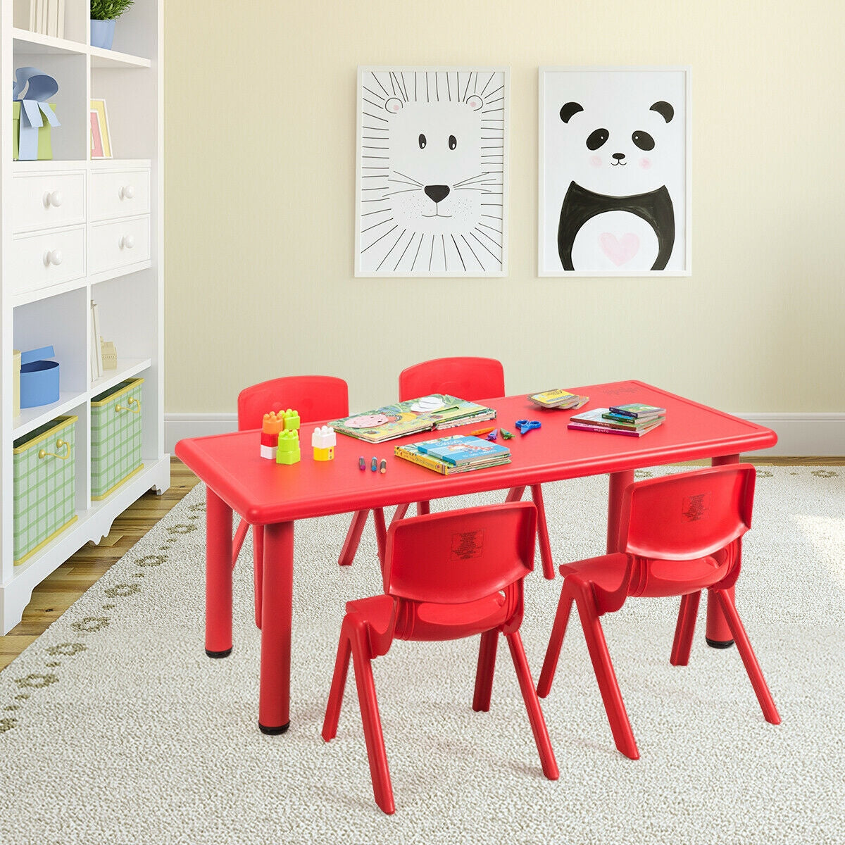 4-pack Kids Plastic Stackable Classroom Chairs-RedÂ