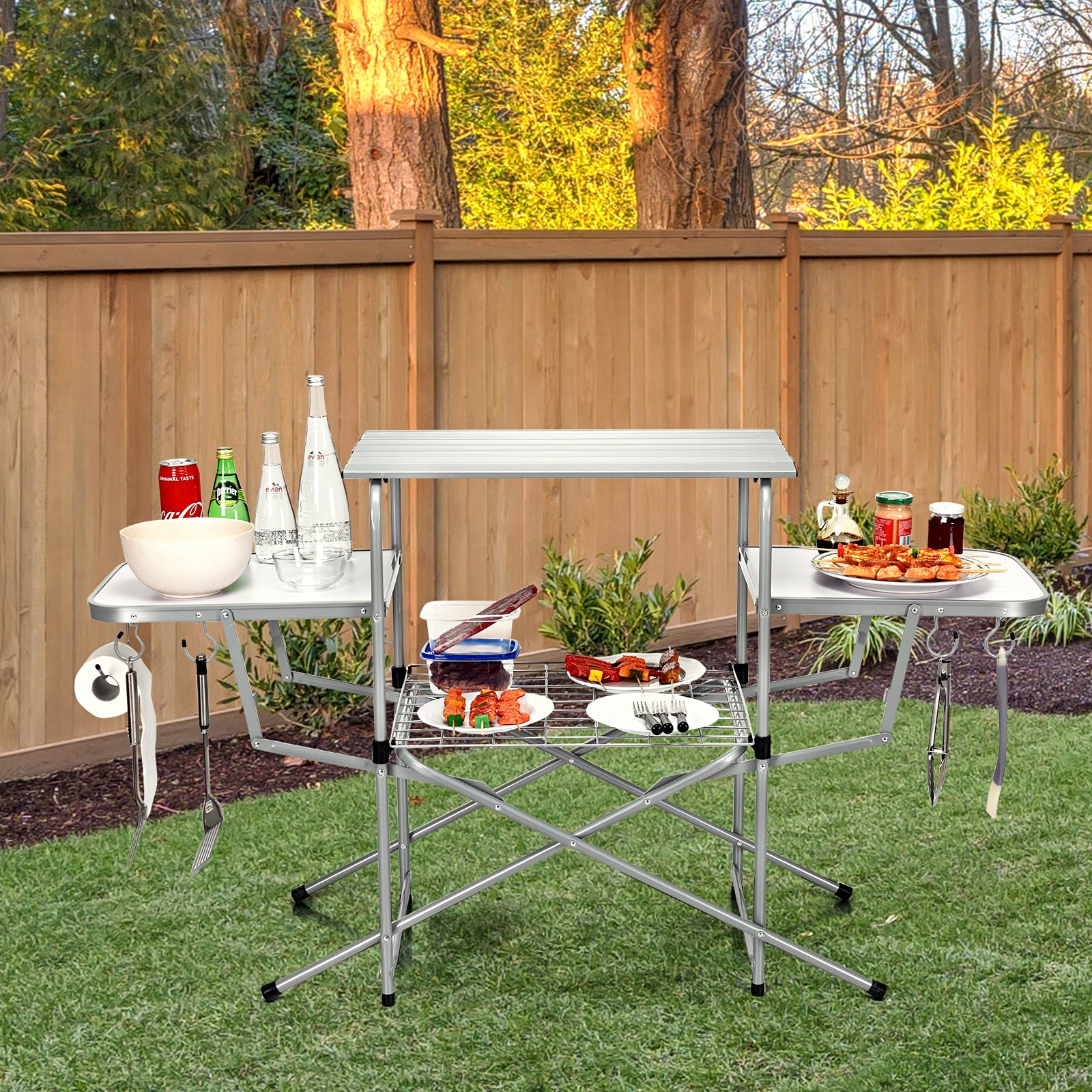 Foldable Outdoor BBQ Table Grilling StandÂ