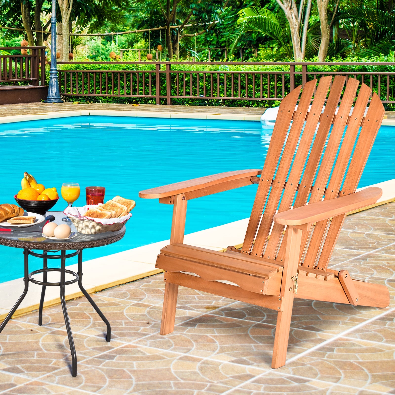 Eucalyptus Chair Foldable Outdoor Wood Lounger ChairÂ