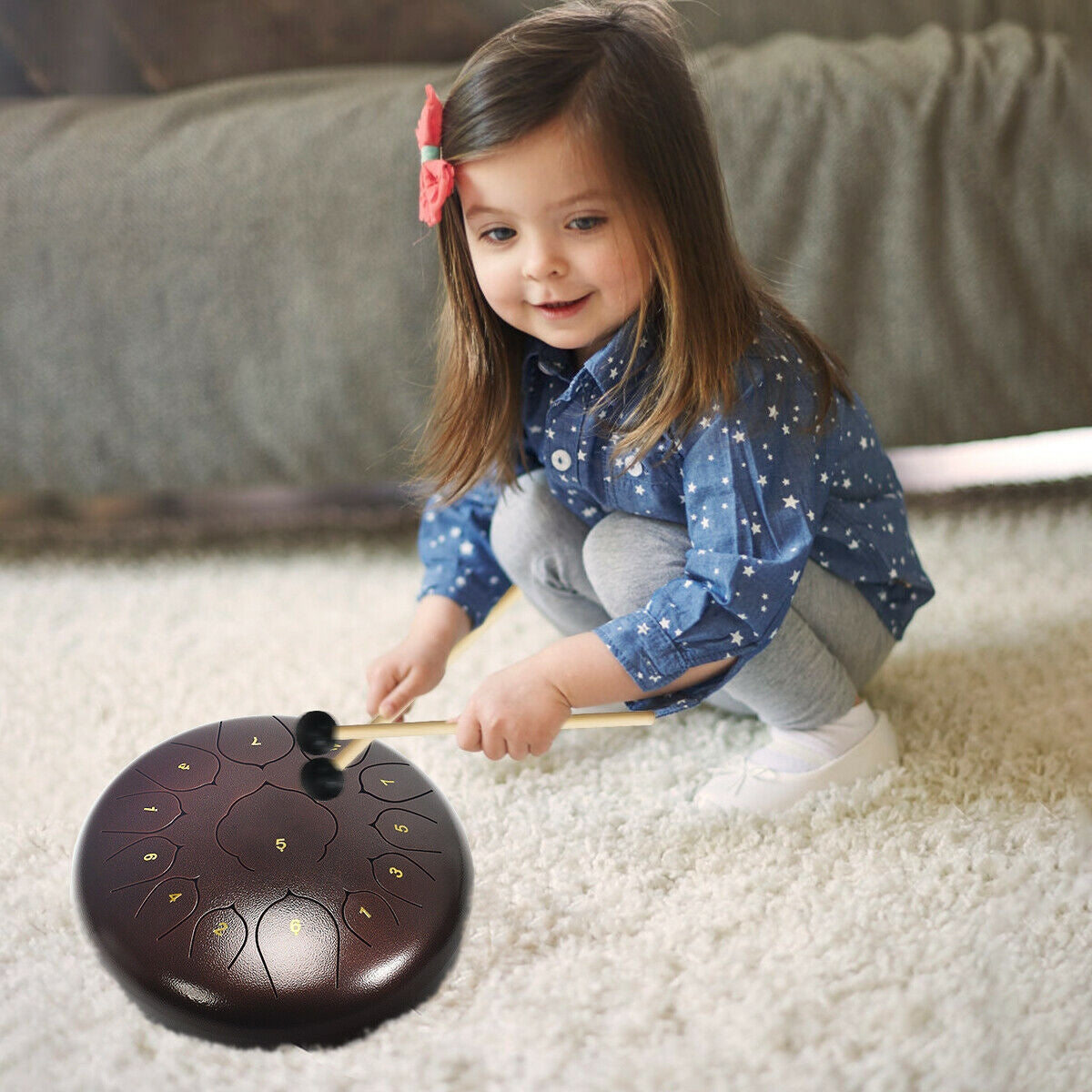 Steel Tongue Handpan Drum 13 Notes 12â€-CoffeeÂ