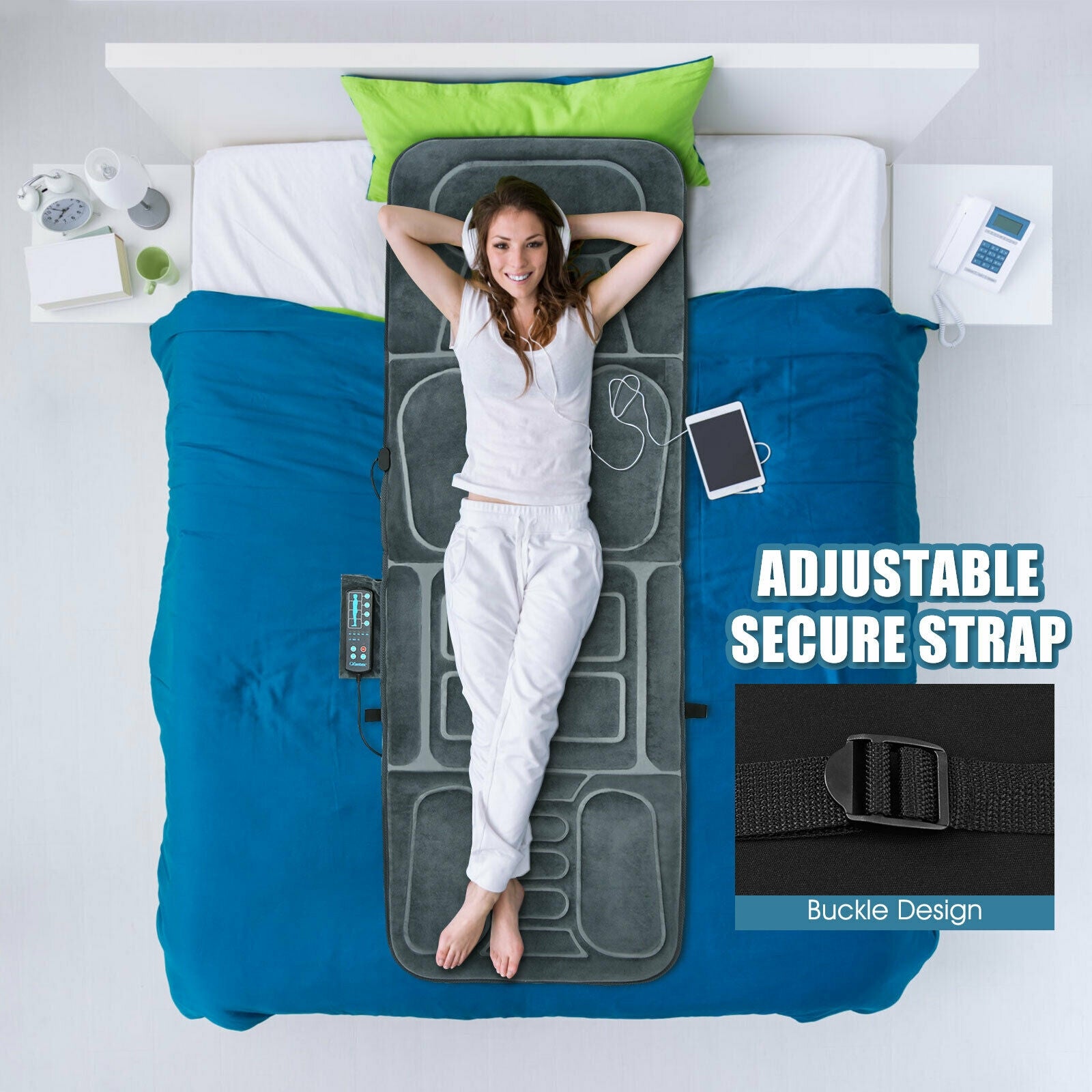 Foldable Massage Mat with Heat and 10 Vibration MotorsÂ