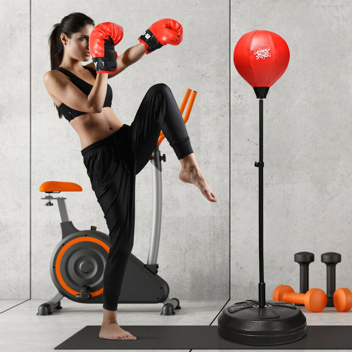 Adjustable Height Punching Bag with Stand Plus Boxing Gloves for Both Adults and KidsÂ