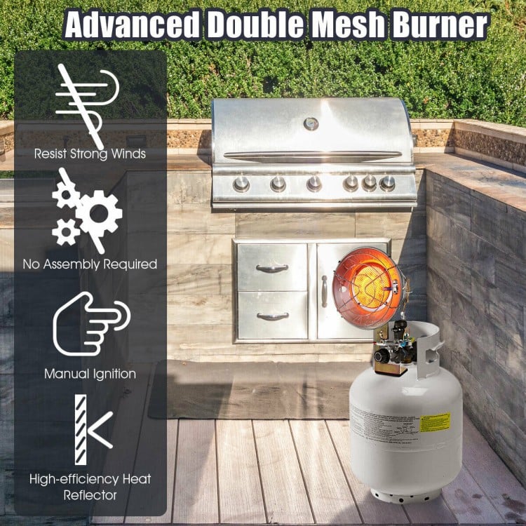 15,000 BTU Portable Single Tank Top Liquid Propane Heater with Shut-off Valve